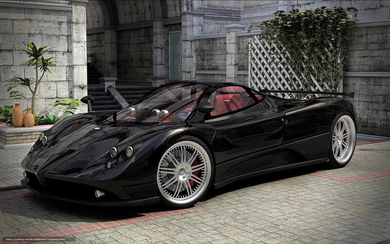 Black Sports Car — Dramatic, Afternoon, 3d Render, Stone Building