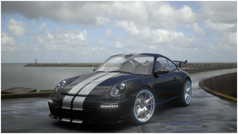 Black Sports Car — Dramatic, Afternoon, Digital Art