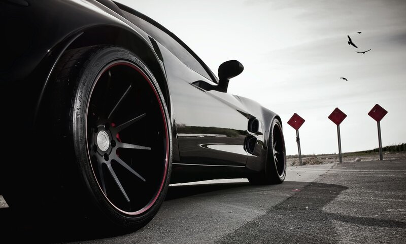 Black Sports Car — Dramatic, Afternoon, Photograph, Birds