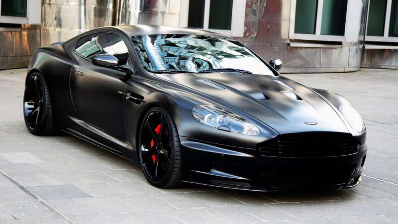 Black Sports Car — Dramatic, Afternoon, Photograph, Building, Pavement, Gray