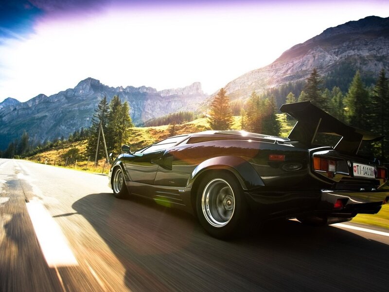 Black Sports Car — Dramatic, Afternoon, Photograph, Mountains, Road