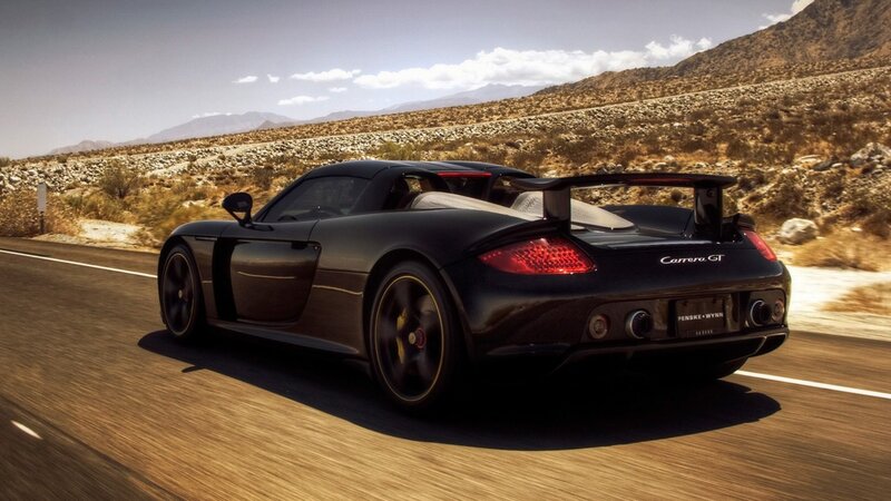 Black Sports Car — Dramatic, Afternoon, Photograph, Road, Mountain