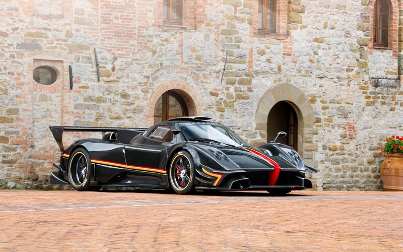 Black Sports Car — Dramatic, Afternoon, Photograph, Stone Building