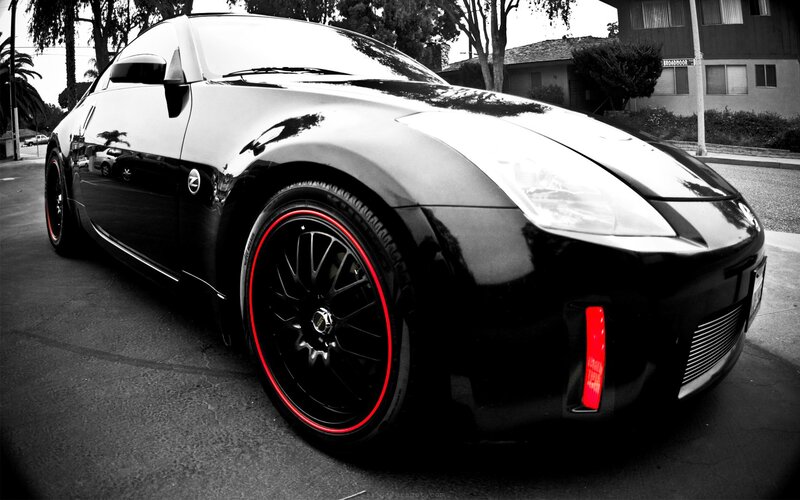 Black Sports Car — Dramatic, Afternoon, Photograph, Street, Trees