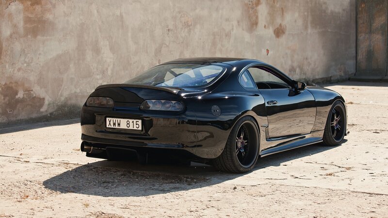 Black Sports Car — Dramatic, Afternoon, Photograph, Wall, License Plate