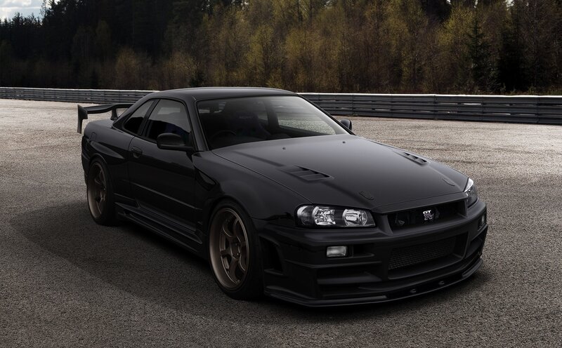 Black Sports Car — Dramatic, Autumn, Photograph