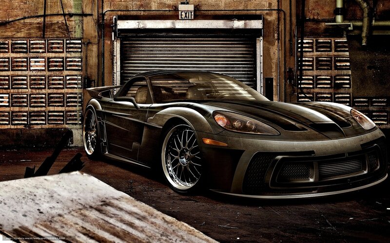 Black Sports Car — Dramatic, Digital Art, Garage