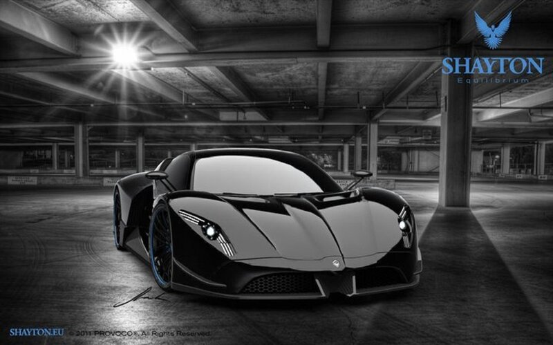 Black Sports Car — Dramatic, Digital Art, Parking Garage