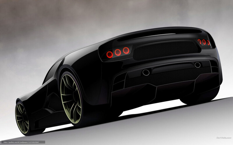 Black Sports Car — Dramatic, Digital Art, Taillights