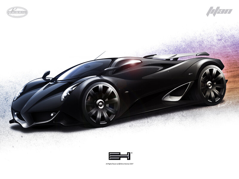 Black Sports Car — Dramatic, Digital Art
