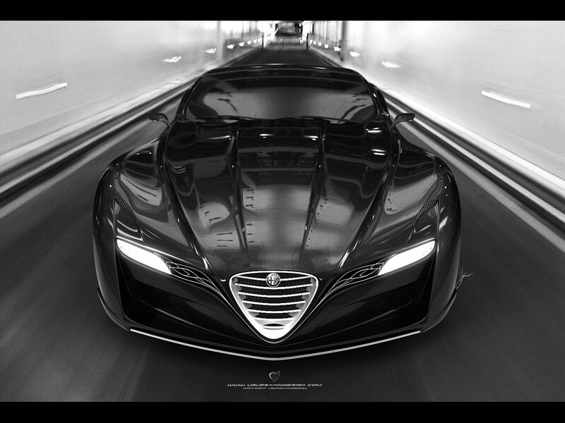 Black Sports Car — Dramatic, Digital Art, Tunnel