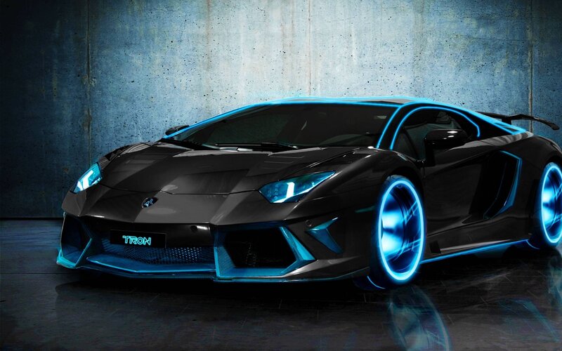 Black Sports Car — Dramatic, Digital Art, Wall, Floor