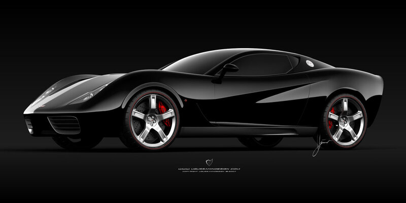 Black Sports Car — Dramatic, Digital Art, Wheels, Brakes, Headlights