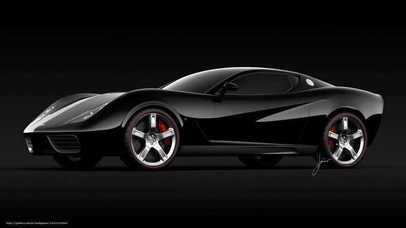 Black Sports Car — Dramatic, Digital Art, Wheels, Brakes