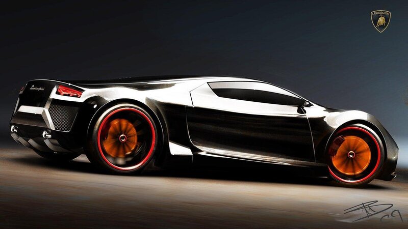 Black Sports Car — Dramatic, Digital Art, Wheels, Taillights, Signature