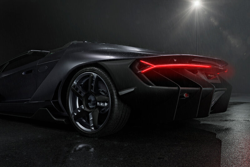 Black Sports Car — Dramatic, Night, 3d Render, Rain