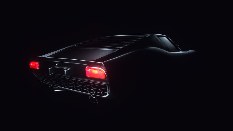 Black Sports Car — Dramatic, Night, 3d Render, Taillights, Exhaust