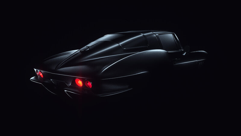 Black Sports Car — Dramatic, Night, 3d Render, Taillights