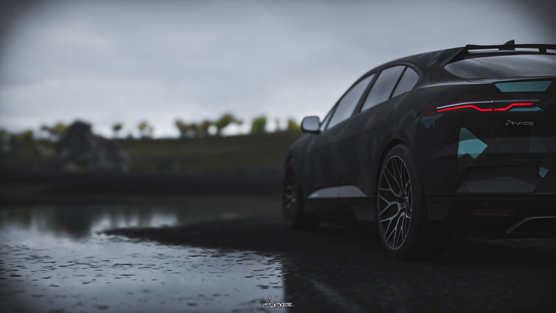 Black Sports Car — Dramatic, Night, 3d Render, Wet Road