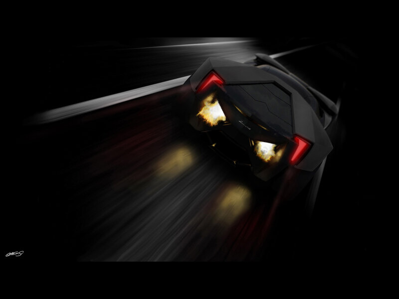 Black Sports Car — Dramatic, Night, Digital Art, Lights