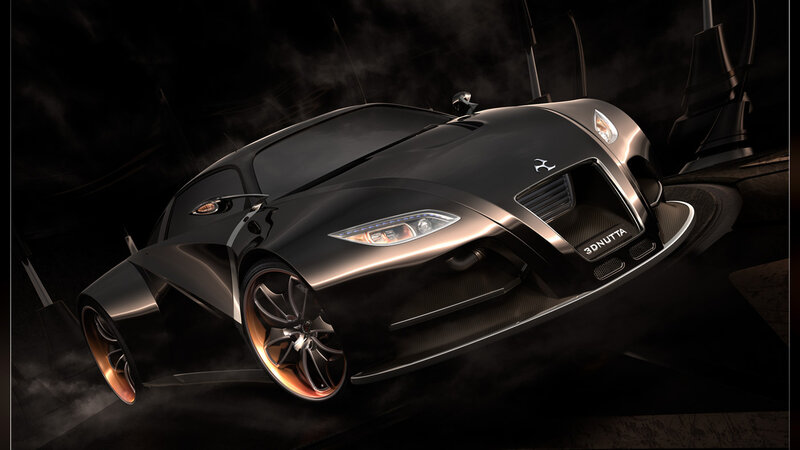 Black Sports Car — Dramatic, Night, Digital Art, Smoke