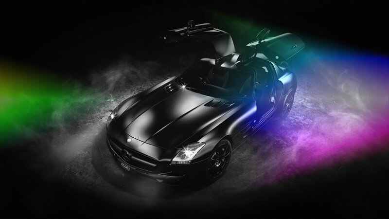 Black Sports Car — Dramatic, Night, Photograph, Car Door