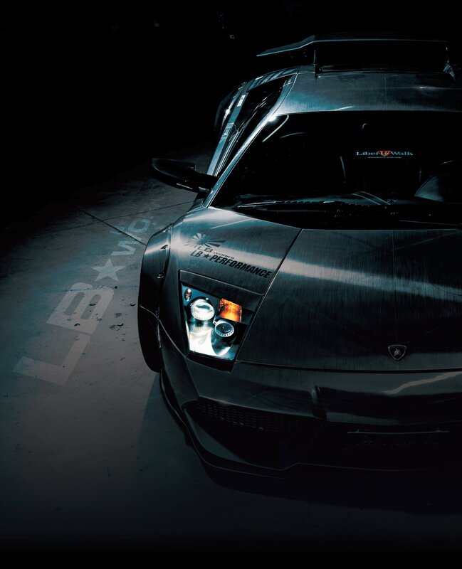 Black Sports Car — Dramatic, Night, Photograph, Headlight