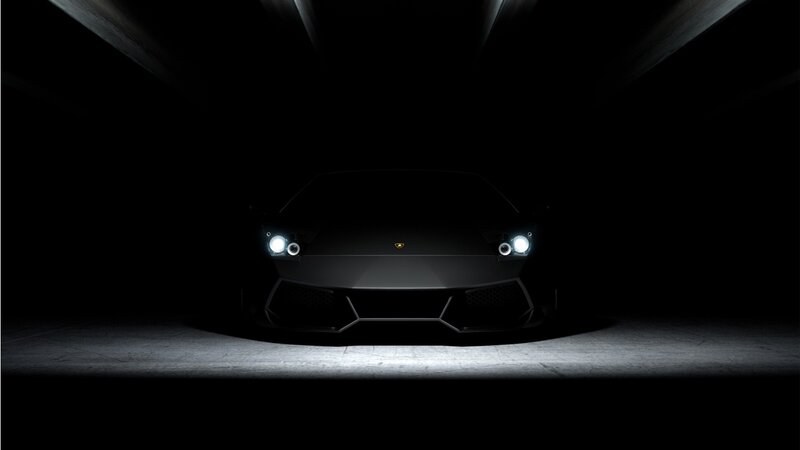 Black Sports Car — Dramatic, Night, Photograph, Headlights