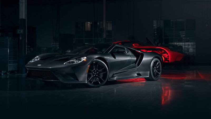 Black Sports Car — Dramatic, Night, Photograph, Red Car, Garage