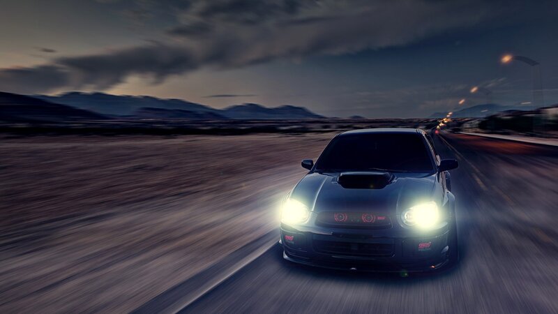 Black Sports Car — Dramatic, Night, Photograph, Road, Mountains