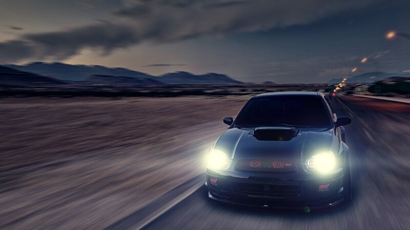 Black Sports Car — Dramatic, Night, Photograph, Road