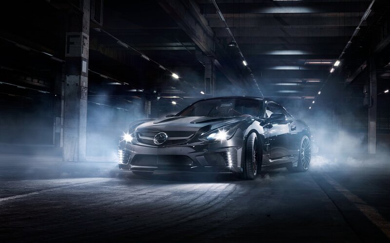 Black Sports Car — Dramatic, Night, Photograph, Smoke, Garage