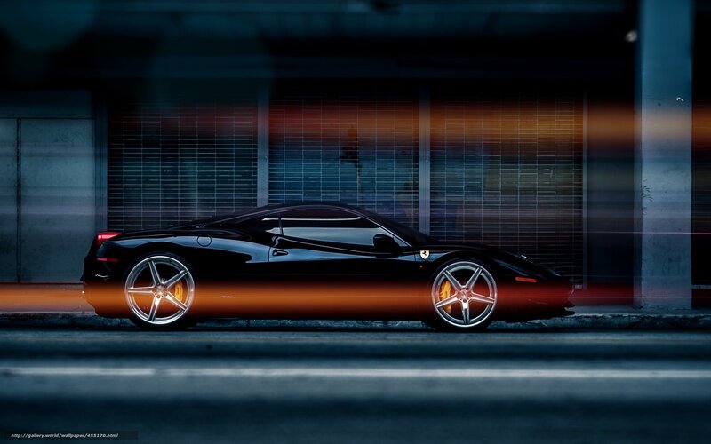 Black Sports Car — Dramatic, Night, Photograph, Street, Building