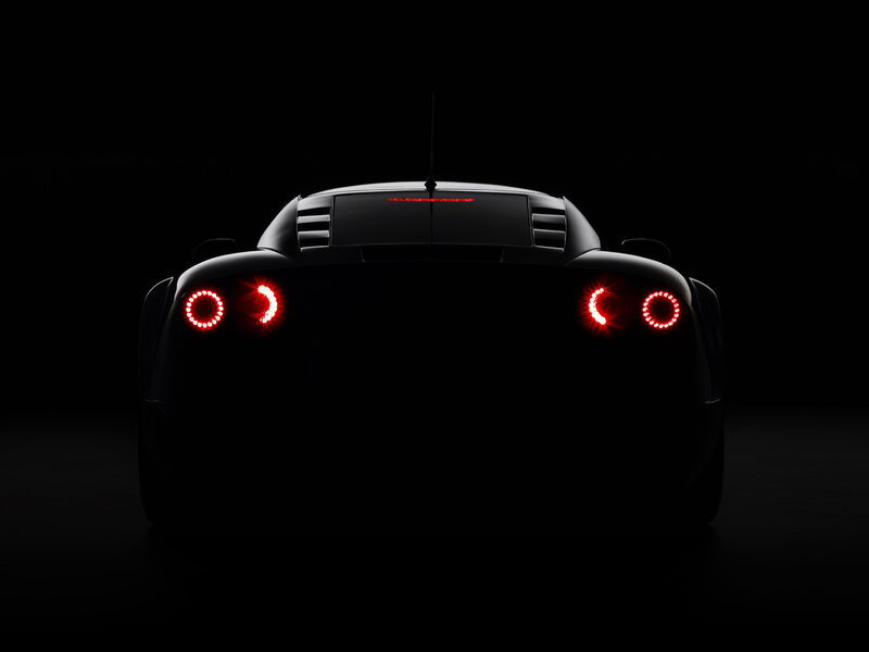 Black Sports Car — Dramatic, Night, Photograph, Taillights, Rear Window