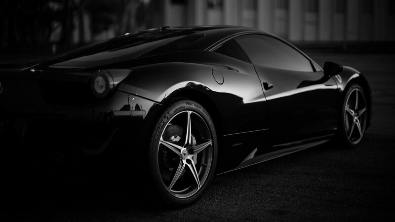 Black Sports Car — Dramatic, Night, Photograph, Tire, Wheel