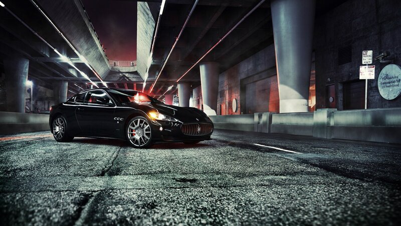 Black Sports Car — Dramatic, Night, Photograph, Underpass