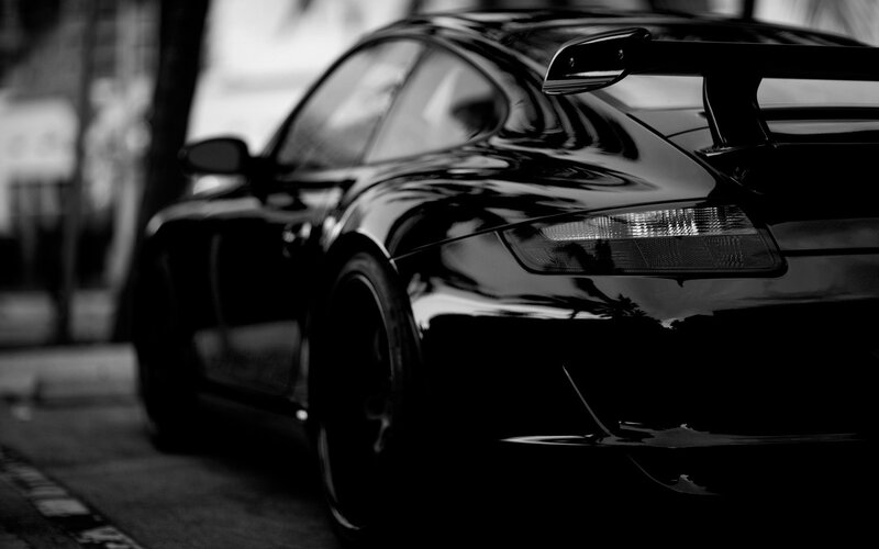 Black Sports Car — Dramatic, Night