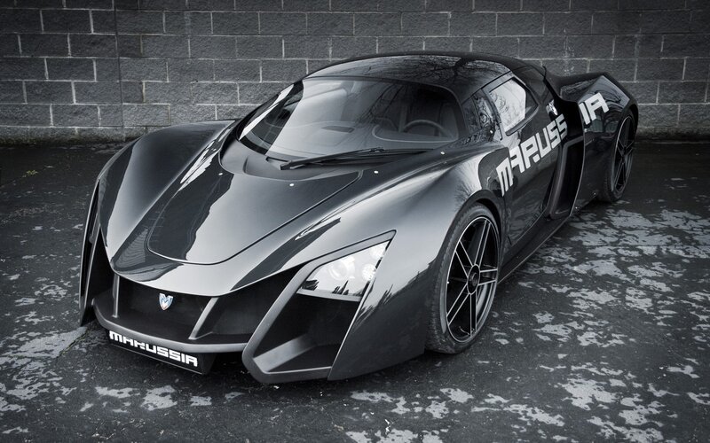 Black Sports Car — Dramatic, Photograph, Brick Wall, Asphalt