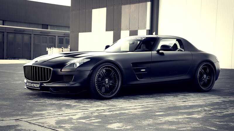 Black Sports Car — Dramatic, Photograph, Building, Concrete, Tires