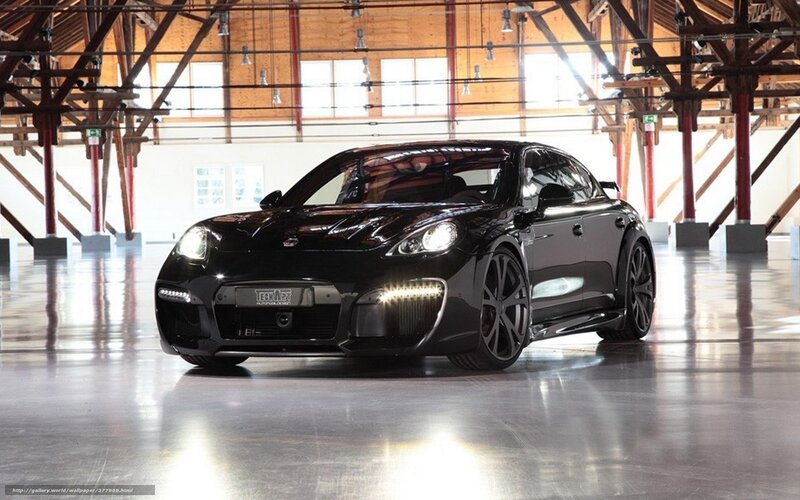 Black Sports Car — Dramatic, Photograph, Building Interior