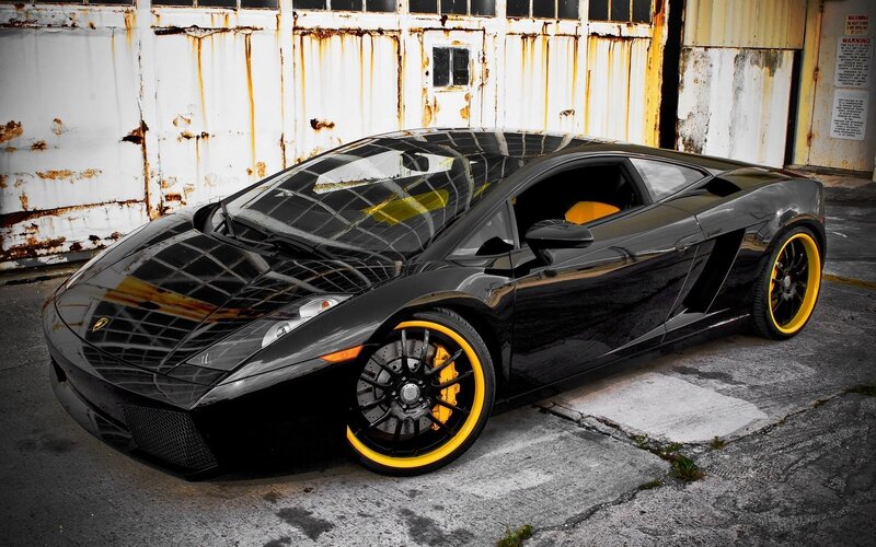 Black Sports Car — Dramatic, Photograph, Building