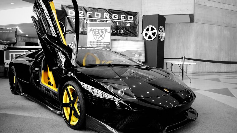 Black Sports Car — Dramatic, Photograph, Car Door, Wheels, Banner