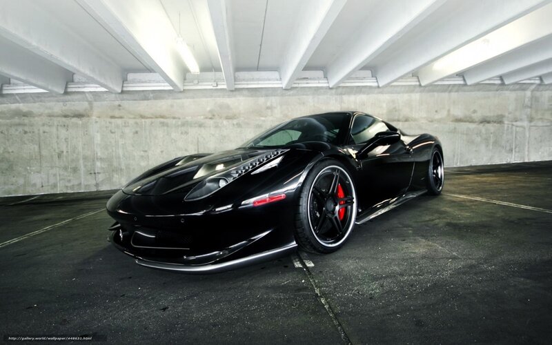 Black Sports Car — Dramatic, Photograph, Concrete Wall, Ceiling Beams
