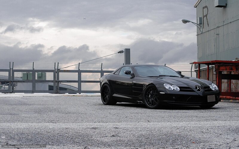 Black Sports Car — Dramatic, Photograph, Fence, Building