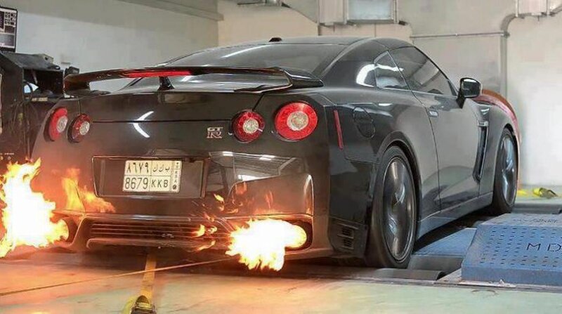 Black Sports Car — Dramatic, Photograph, Flames
