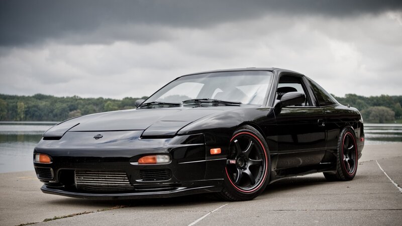 Black Sports Car — Dramatic, Photograph, Lake