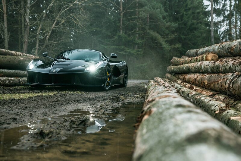 Black Sports Car — Dramatic, Photograph, Logs
