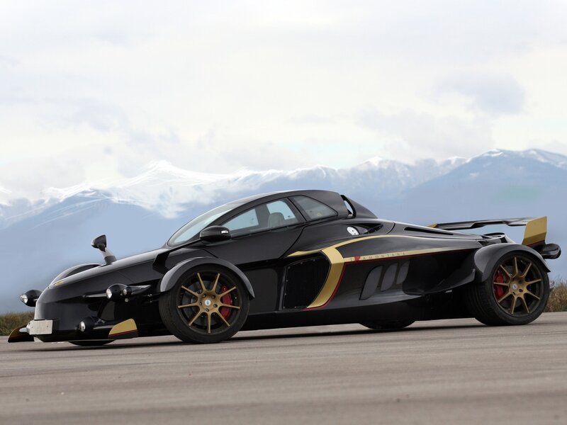 Black Sports Car — Dramatic, Photograph, Mountains