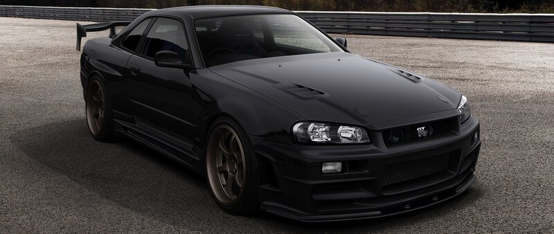 Black Sports Car — Dramatic, Photograph, Race Track, Rear Wing