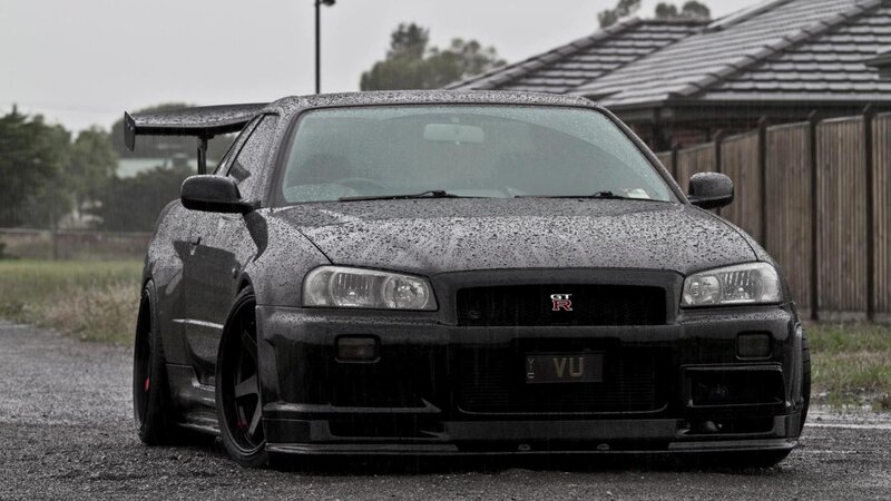 Black Sports Car — Dramatic, Photograph, Rain